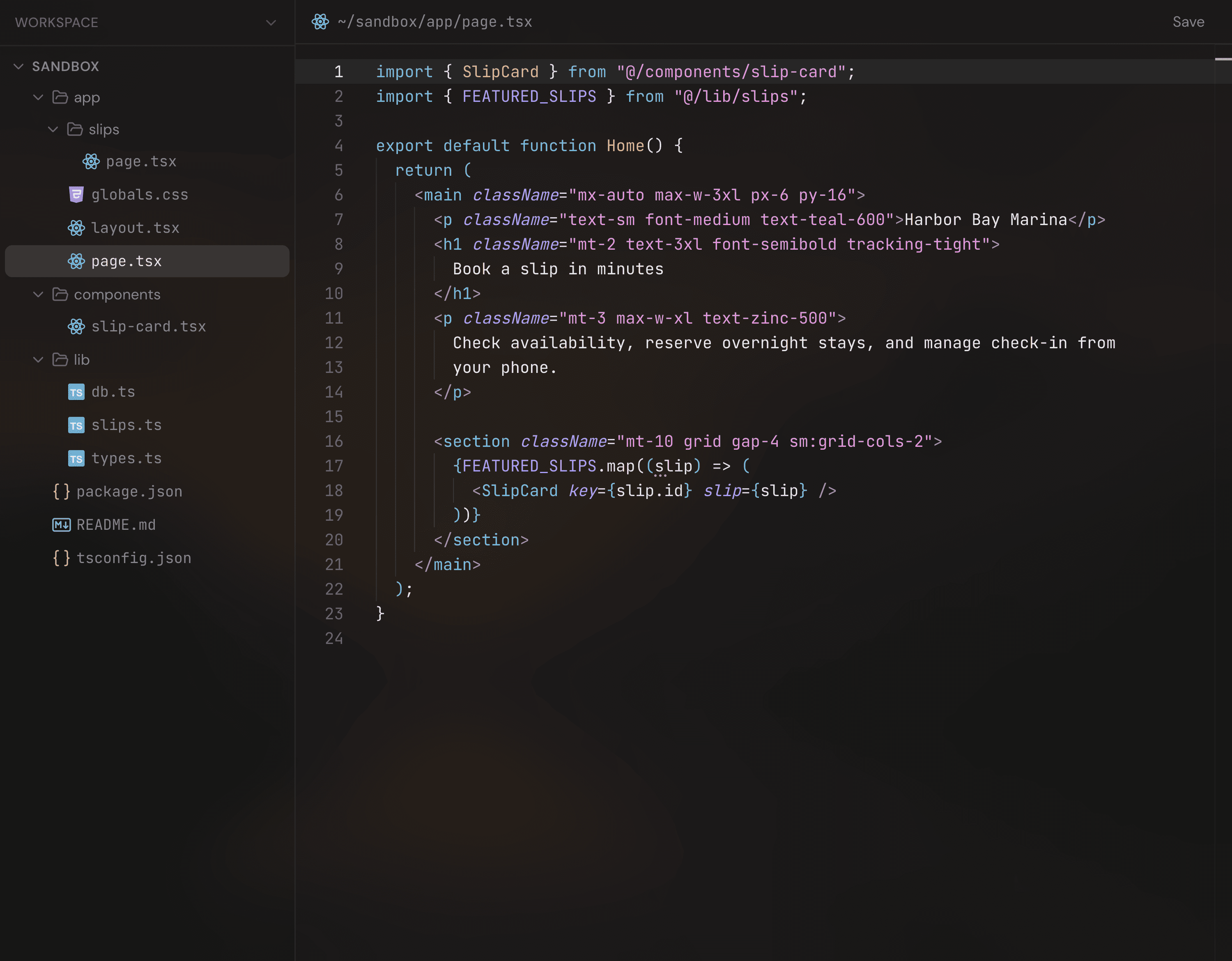 ForgeVPS file browser and code editor showing demo project files